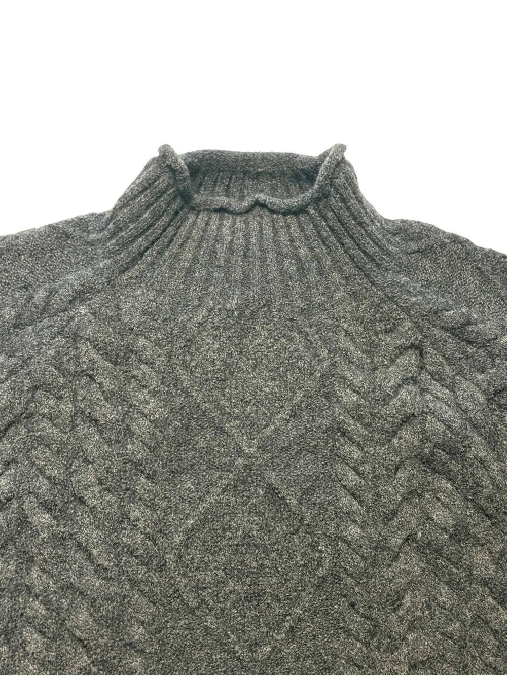 J. Crew Cable Knit Rollneck Sweater in Supersoft Yarn Size Small Gray Cozy Fall